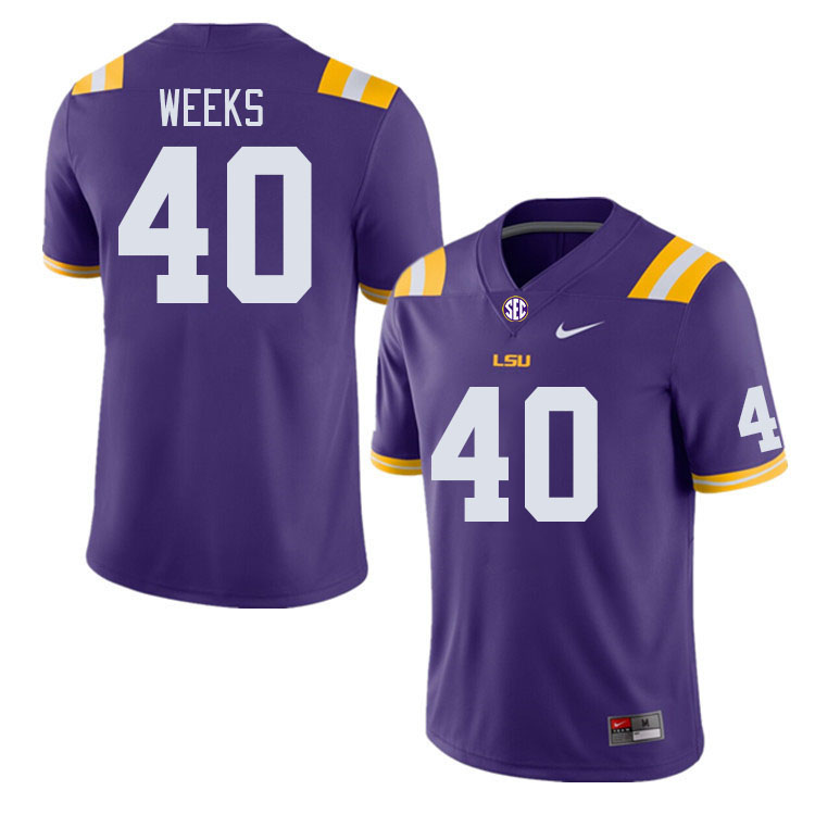 Men #40 Whit Weeks LSU Tigers College Football Jerseys Stitched-Purple
